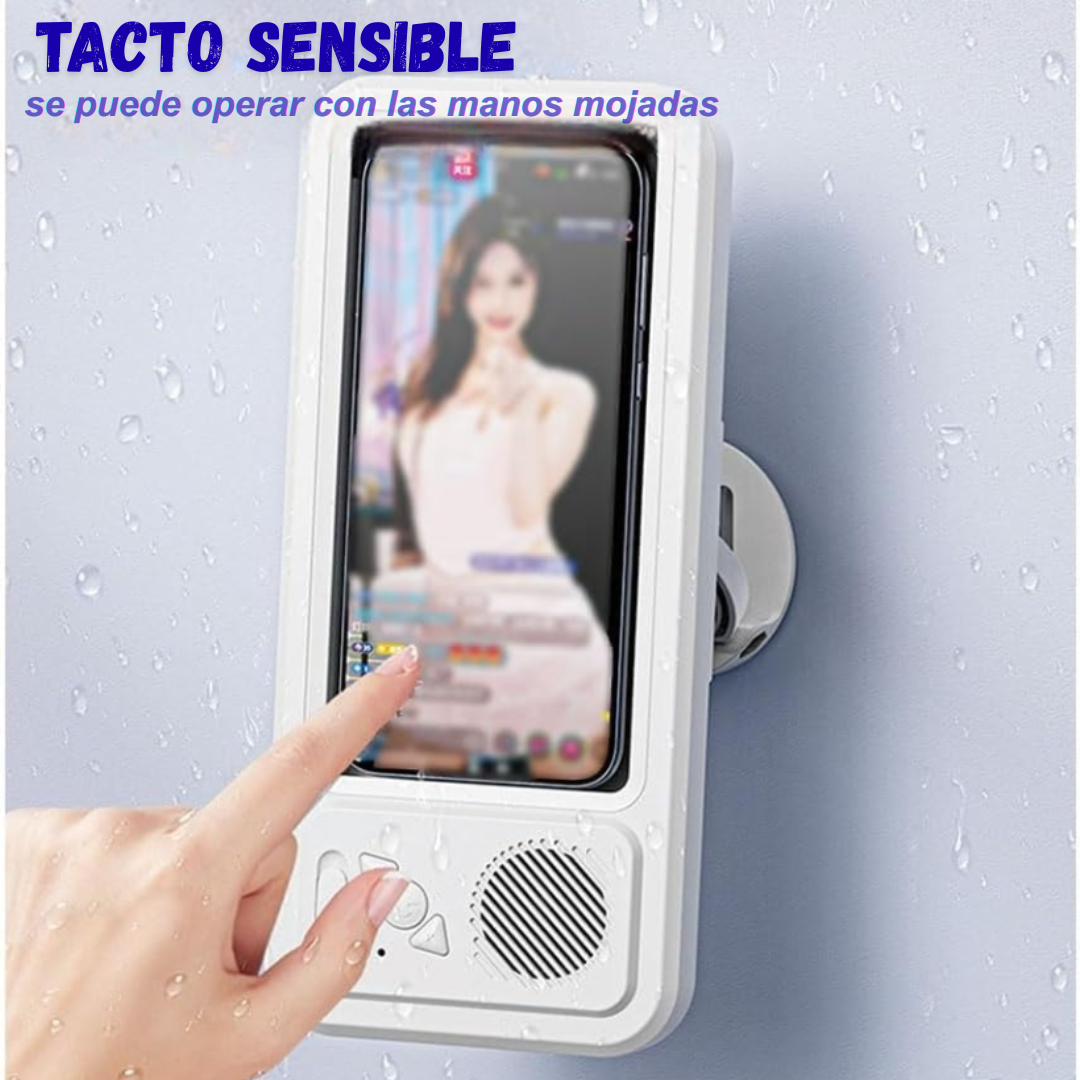 Soporte de telefono de ducha con altavoz